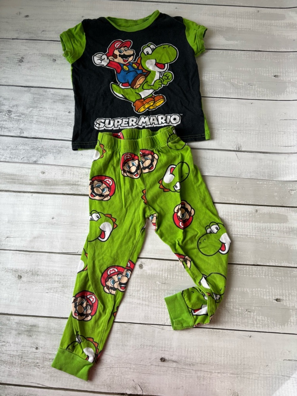 Nintendo Super Mario Kids Shirt - Black, Bright Green & Multicolor Graphic